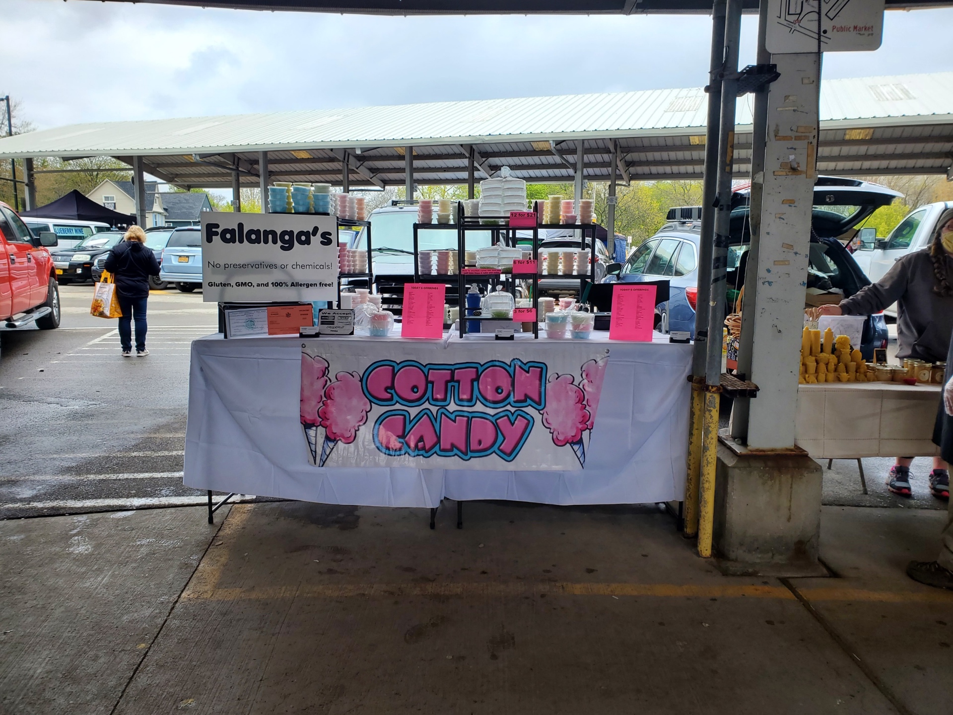 Falanga's booth at the Rochester Public Market the day it reopened post-shutdown